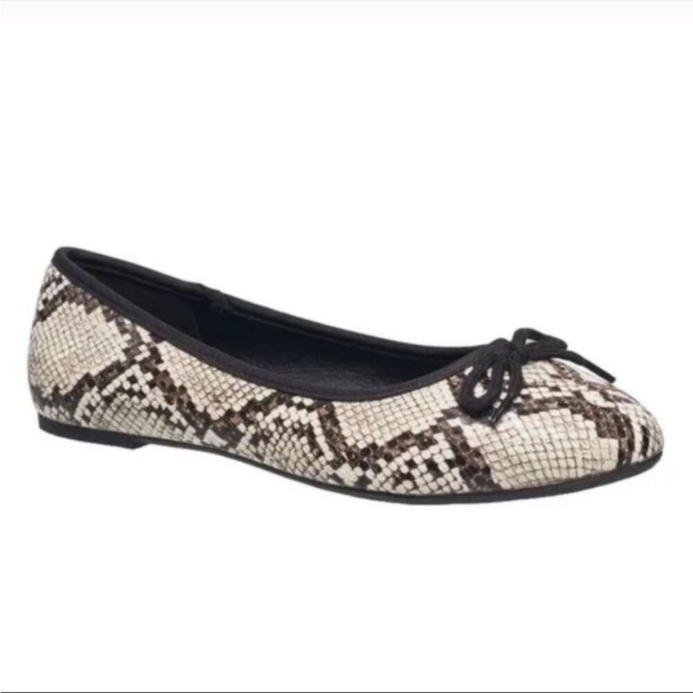 French Connection Diana Bow Detail Snake Print Ballet Flats 6